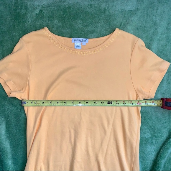 💧Coldwater Creek Yellow 100% Cotton Short Sleeve Tee size Small - Picture 3 of 6